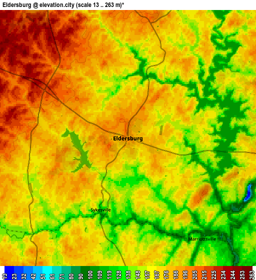 Zoom OUT 2x Eldersburg, United States elevation map