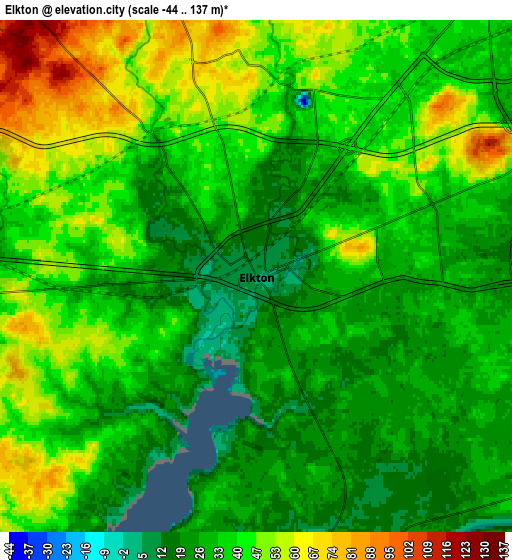 Zoom OUT 2x Elkton, United States elevation map