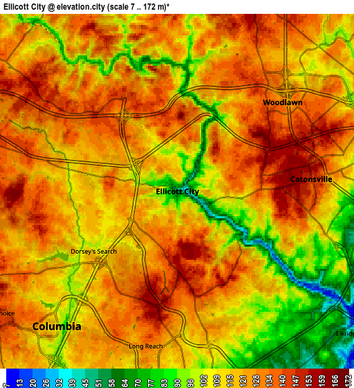 Zoom OUT 2x Ellicott City, United States elevation map