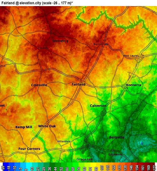 Zoom OUT 2x Fairland, United States elevation map