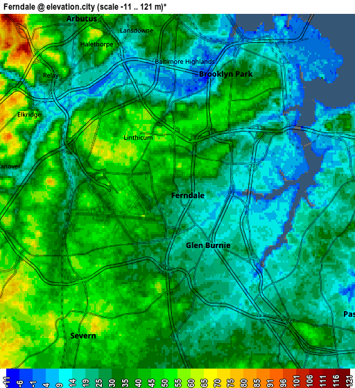 Zoom OUT 2x Ferndale, United States elevation map