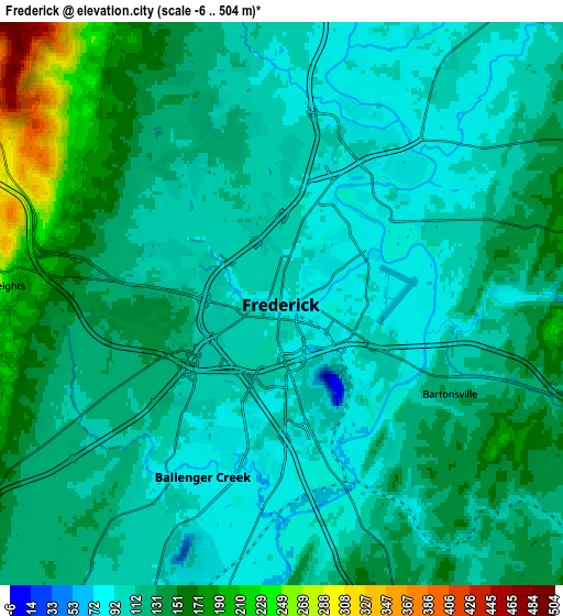 Zoom OUT 2x Frederick, United States elevation map