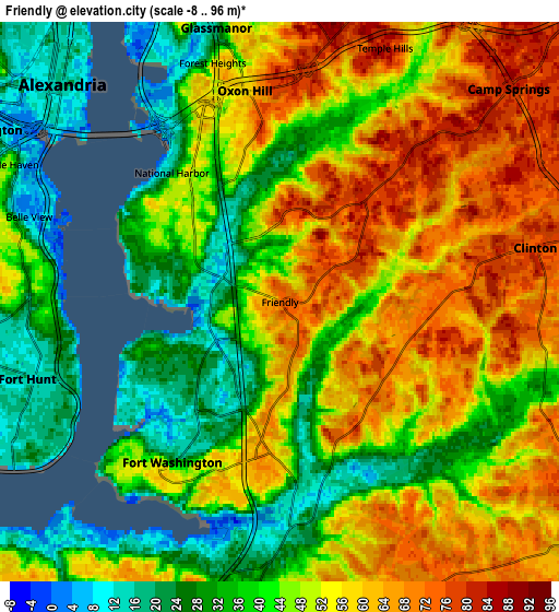 Zoom OUT 2x Friendly, United States elevation map