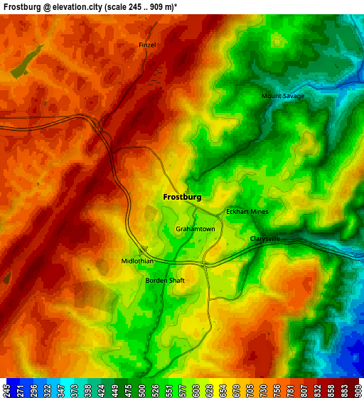 Zoom OUT 2x Frostburg, United States elevation map