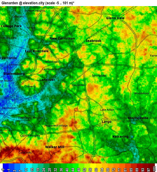 Zoom OUT 2x Glenarden, United States elevation map