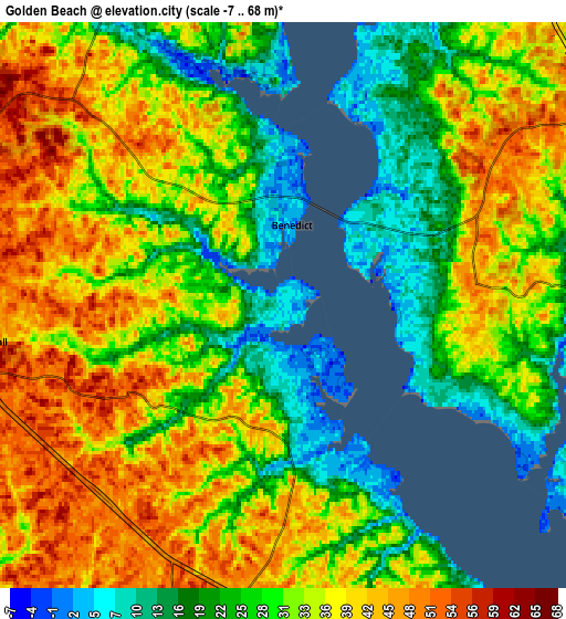 Zoom OUT 2x Golden Beach, United States elevation map