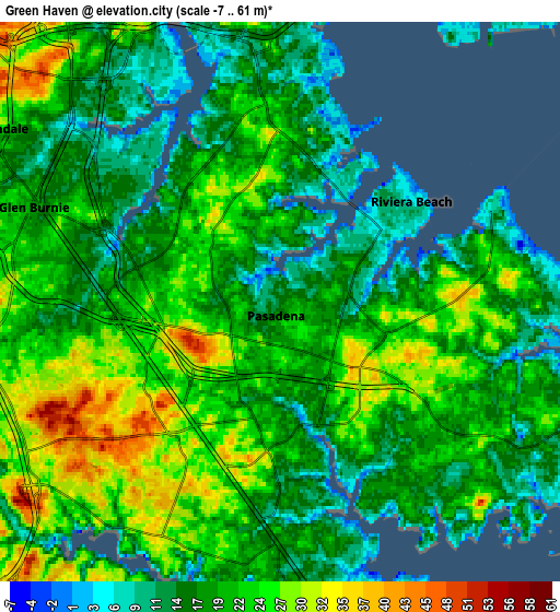 Zoom OUT 2x Green Haven, United States elevation map