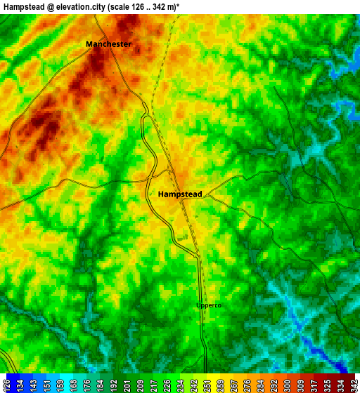 Zoom OUT 2x Hampstead, United States elevation map