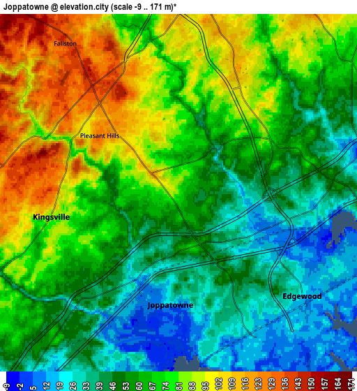 Zoom OUT 2x Joppatowne, United States elevation map