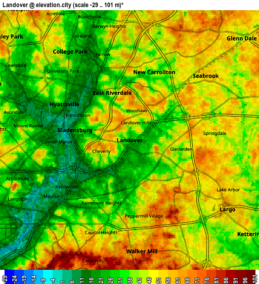 Zoom OUT 2x Landover, United States elevation map