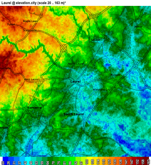 Zoom OUT 2x Laurel, United States elevation map