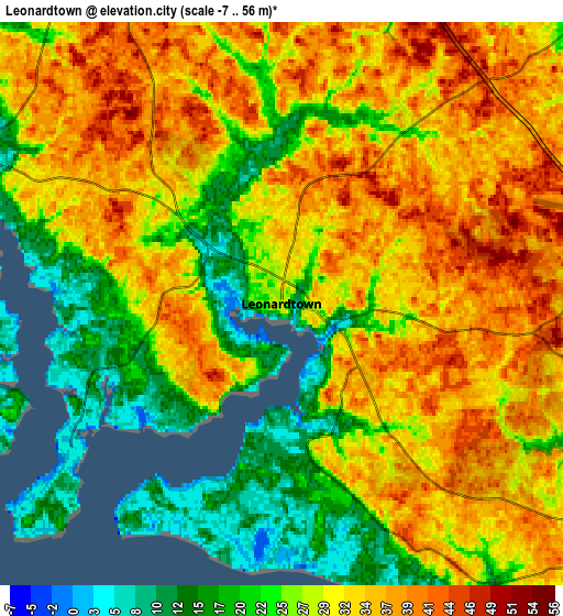 Zoom OUT 2x Leonardtown, United States elevation map