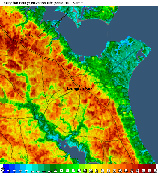 Zoom OUT 2x Lexington Park, United States elevation map