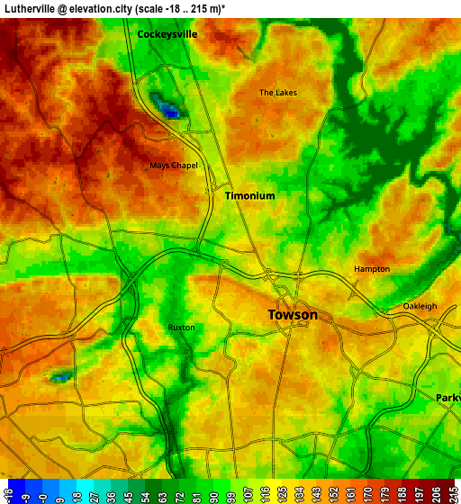 Zoom OUT 2x Lutherville, United States elevation map