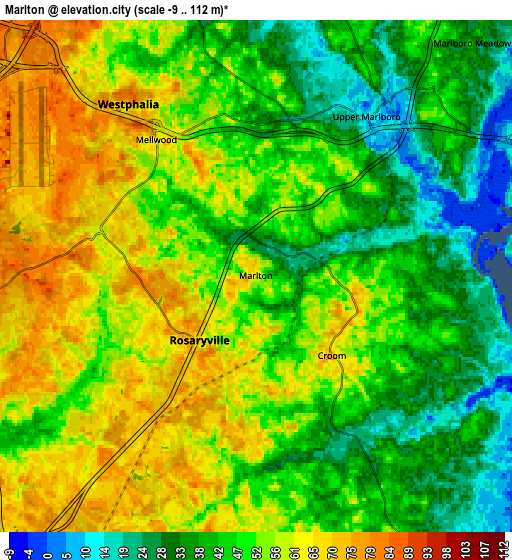 Zoom OUT 2x Marlton, United States elevation map