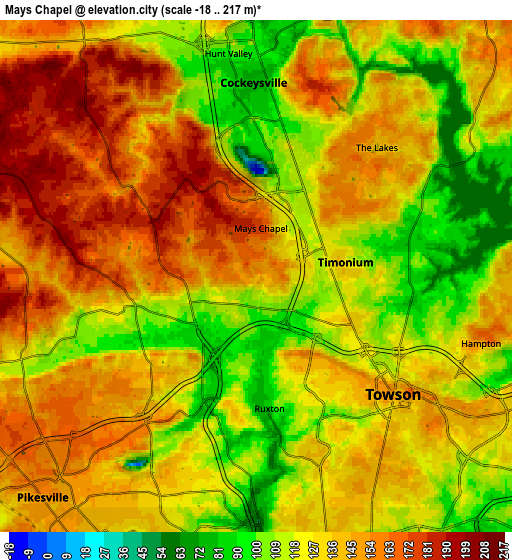 Zoom OUT 2x Mays Chapel, United States elevation map