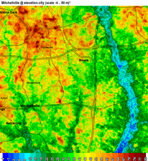 Zoom OUT 2x Mitchellville, United States elevation map