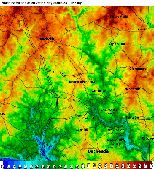 Zoom OUT 2x North Bethesda, United States elevation map