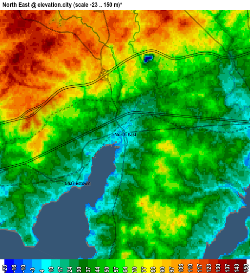 Zoom OUT 2x North East, United States elevation map