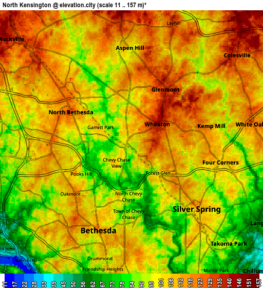 Zoom OUT 2x North Kensington, United States elevation map