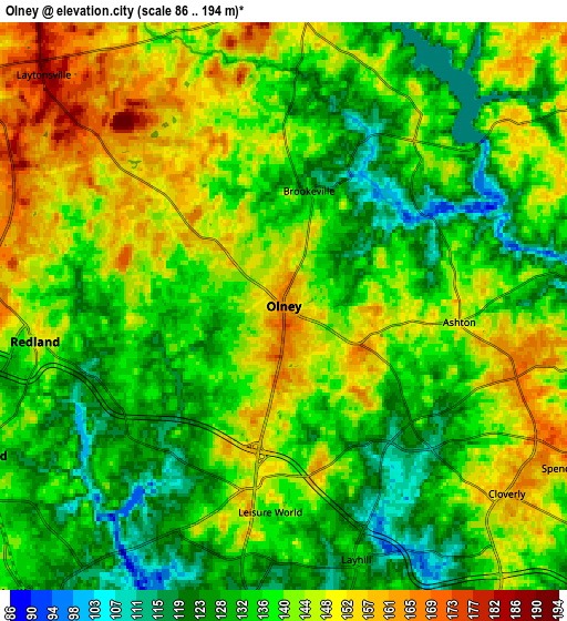 Zoom OUT 2x Olney, United States elevation map