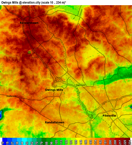 Zoom OUT 2x Owings Mills, United States elevation map