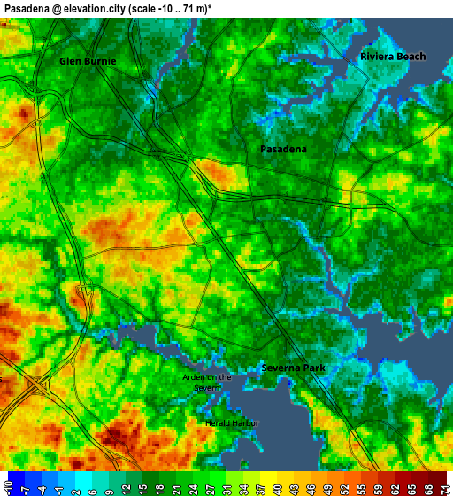 Zoom OUT 2x Pasadena, United States elevation map