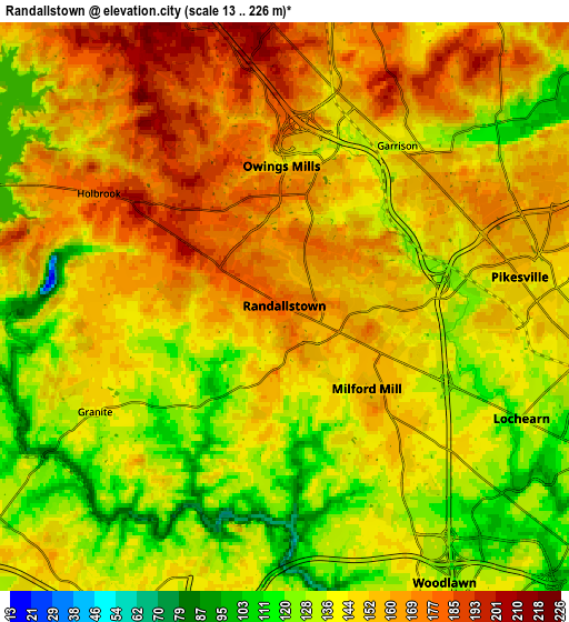 Zoom OUT 2x Randallstown, United States elevation map