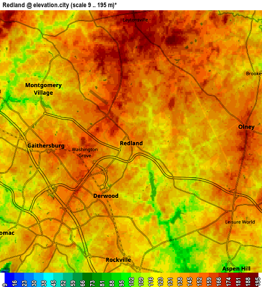 Zoom OUT 2x Redland, United States elevation map