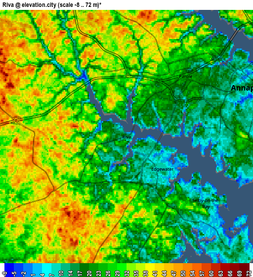 Zoom OUT 2x Riva, United States elevation map