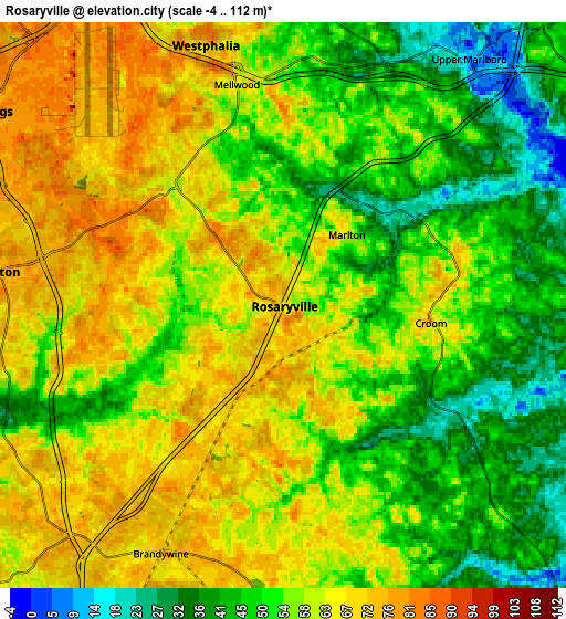 Zoom OUT 2x Rosaryville, United States elevation map