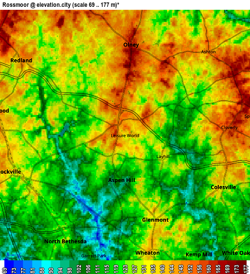 Zoom OUT 2x Rossmoor, United States elevation map