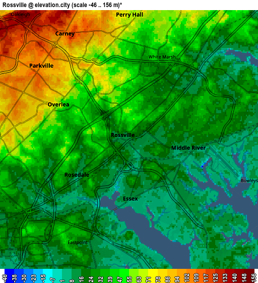 Zoom OUT 2x Rossville, United States elevation map