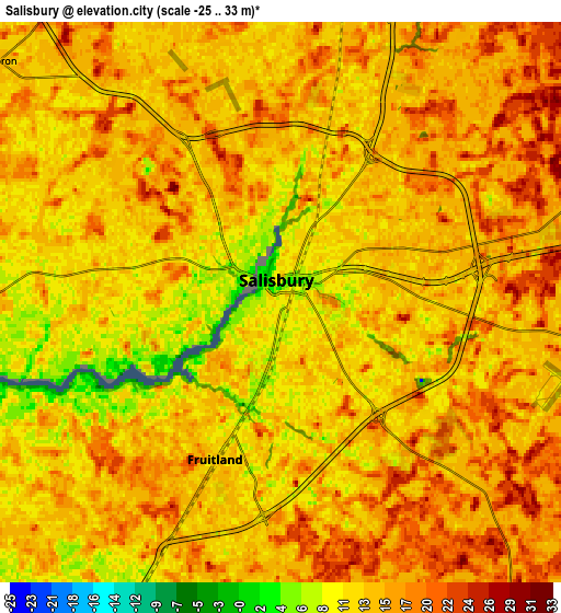 Zoom OUT 2x Salisbury, United States elevation map