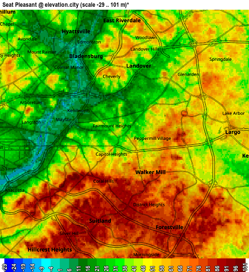 Zoom OUT 2x Seat Pleasant, United States elevation map