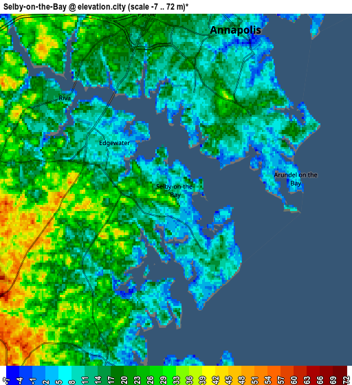 Zoom OUT 2x Selby-on-the-Bay, United States elevation map