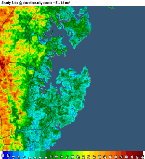 Zoom OUT 2x Shady Side, United States elevation map