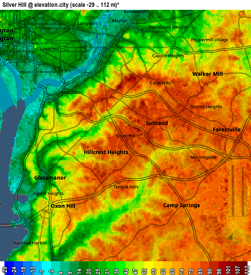 Zoom OUT 2x Silver Hill, United States elevation map