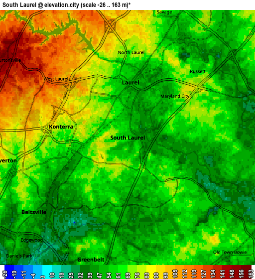 Zoom OUT 2x South Laurel, United States elevation map