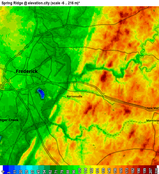 Zoom OUT 2x Spring Ridge, United States elevation map