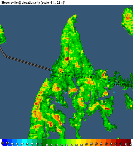 Zoom OUT 2x Stevensville, United States elevation map