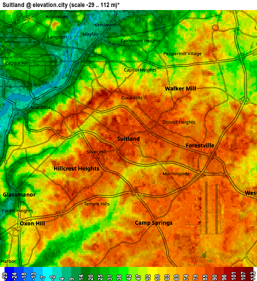 Zoom OUT 2x Suitland, United States elevation map