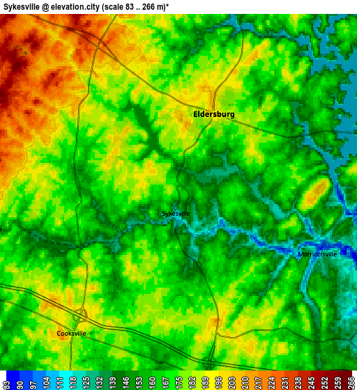 Zoom OUT 2x Sykesville, United States elevation map