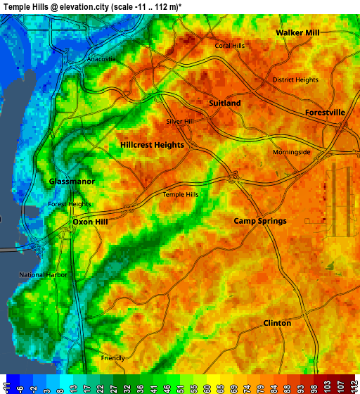 Zoom OUT 2x Temple Hills, United States elevation map