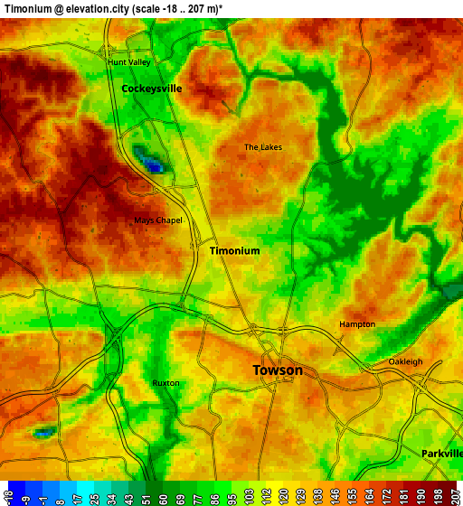 Zoom OUT 2x Timonium, United States elevation map