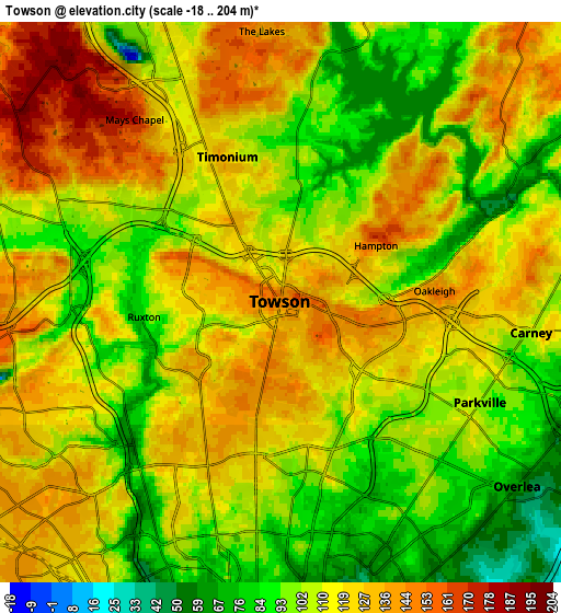 Zoom OUT 2x Towson, United States elevation map