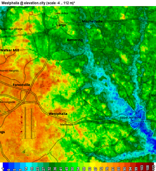 Zoom OUT 2x Westphalia, United States elevation map