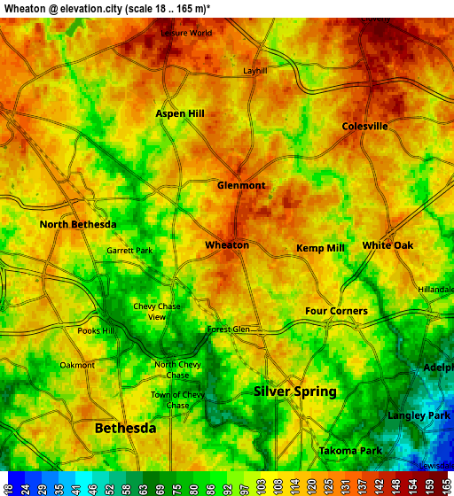 Zoom OUT 2x Wheaton, United States elevation map