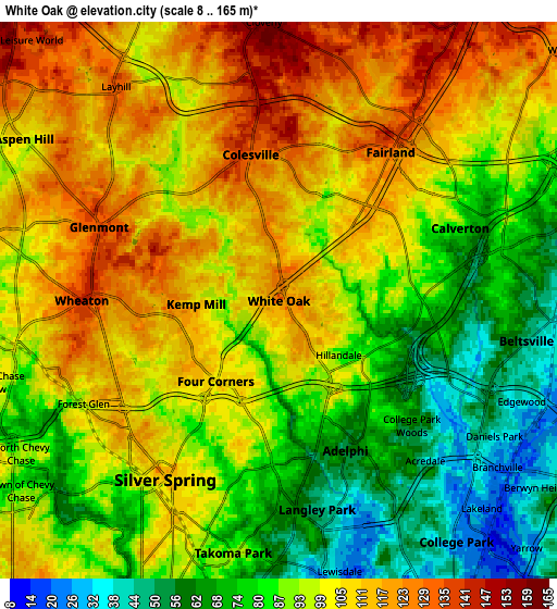 Zoom OUT 2x White Oak, United States elevation map