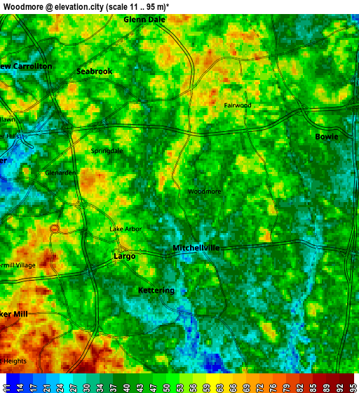 Zoom OUT 2x Woodmore, United States elevation map